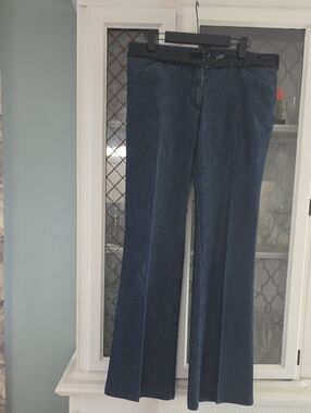 Express Dark Blue Flare Jeans with Sequined Waistband